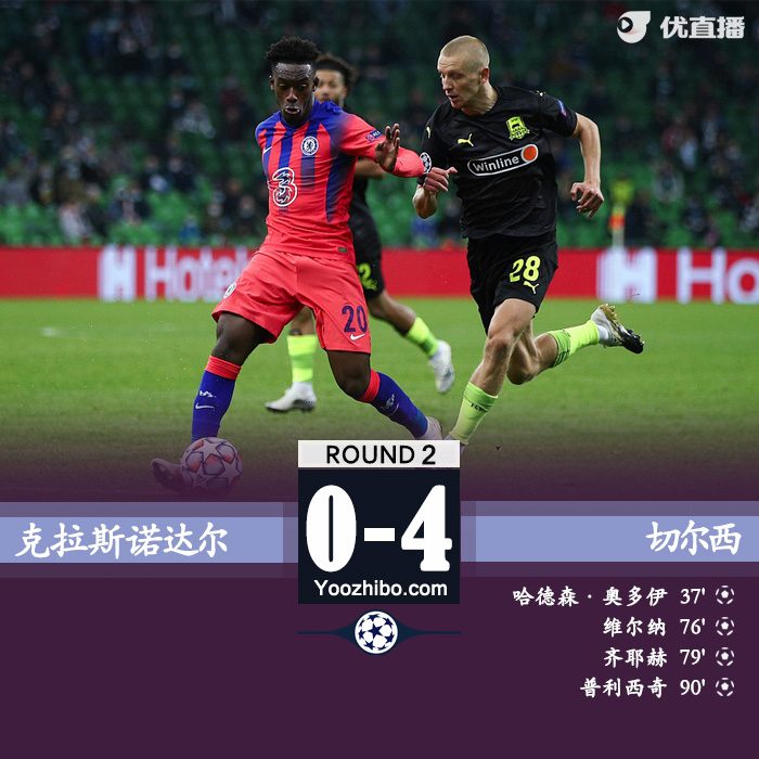 <a href=/zuqiupindao/chelsea/ target=_blank class=infotextkey>切尔西</a>4-0克拉斯诺达尔